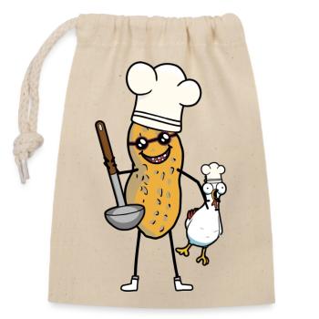 Peanut Cook Chicken Cooking Together Cooking Soup - Closable cotton gift bag (14x20cm) - nature - Front