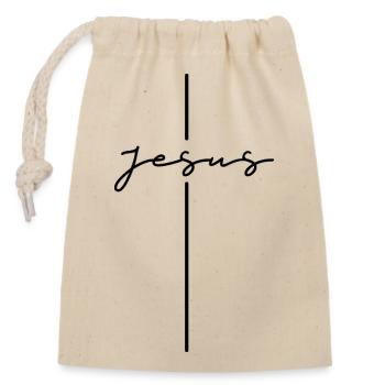 Kreuz Jesus - Verschließbarer Geschenkbeutel aus Baumwolle (14x20cm) - Natur - Vorne