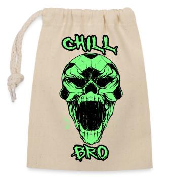 Totenkopf Chill Bro - Verschließbarer Geschenkbeutel aus Baumwolle (14x20cm) - Natur - Vorne