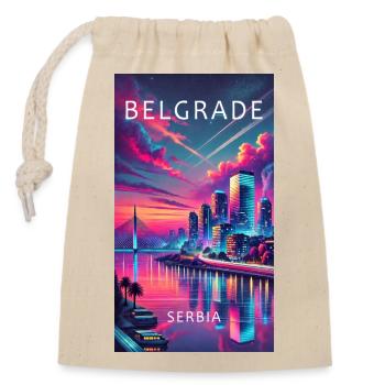 Belgrad Serbien Stadt Design - Verschließbarer Geschenkbeutel aus Baumwolle (14x20cm) - Natur - Vorne