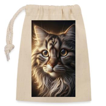 Cat Portrait - Closable cotton gift bag (14x20cm) - nature - Front