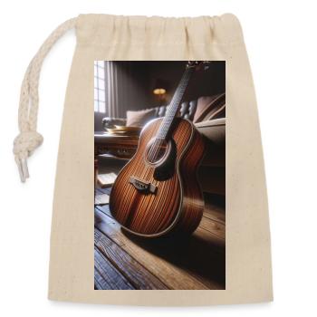 Akustische Gitarre - Verschließbarer Geschenkbeutel aus Baumwolle (14x20cm) - Natur - Vorne