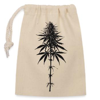 Plante de cannabis stylisée silhouette noire - Sac cadeau en coton avec cordon (14 x 20 cm) - nature - Devant