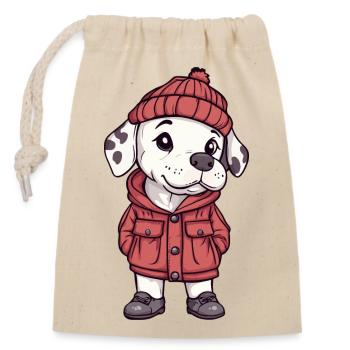 Great Dane Dog Cartoon - Closable cotton gift bag (14x20cm) - nature - Front