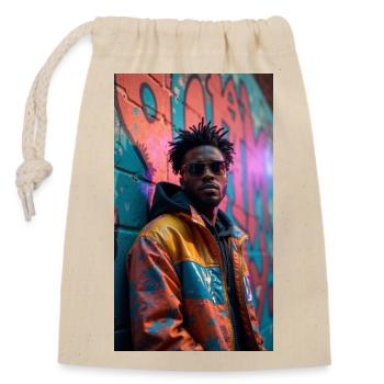 L’Américain cool - Sac cadeau en coton avec cordon (14 x 20 cm) - nature - Devant