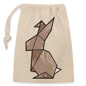 Origami Bunny Plain - Closable cotton gift bag (14x20cm) - nature - Front
