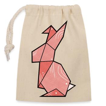 Pink Rabbit - Bunny Origami Style - Closable cotton gift bag (14x20cm) - nature - Front