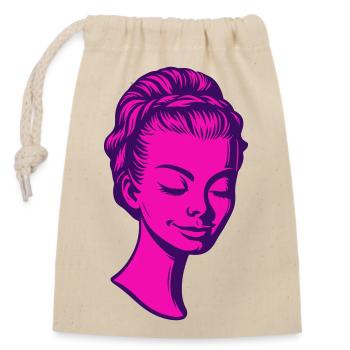 Lady Portrait 60s Pop-Art - Verschließbarer Geschenkbeutel aus Baumwolle (14x20cm) - Natur - Vorne