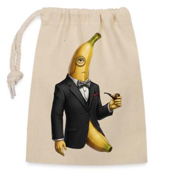 Elegant banana with tuxedo and monocle - Closable cotton gift bag (14x20cm) - nature - Front