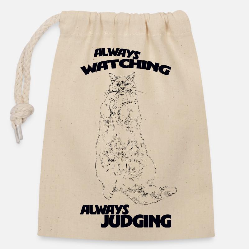 ALWAYS WATCHING, ALWAYS JUDGING - Closable cotton gift bag (14x20cm) - nature