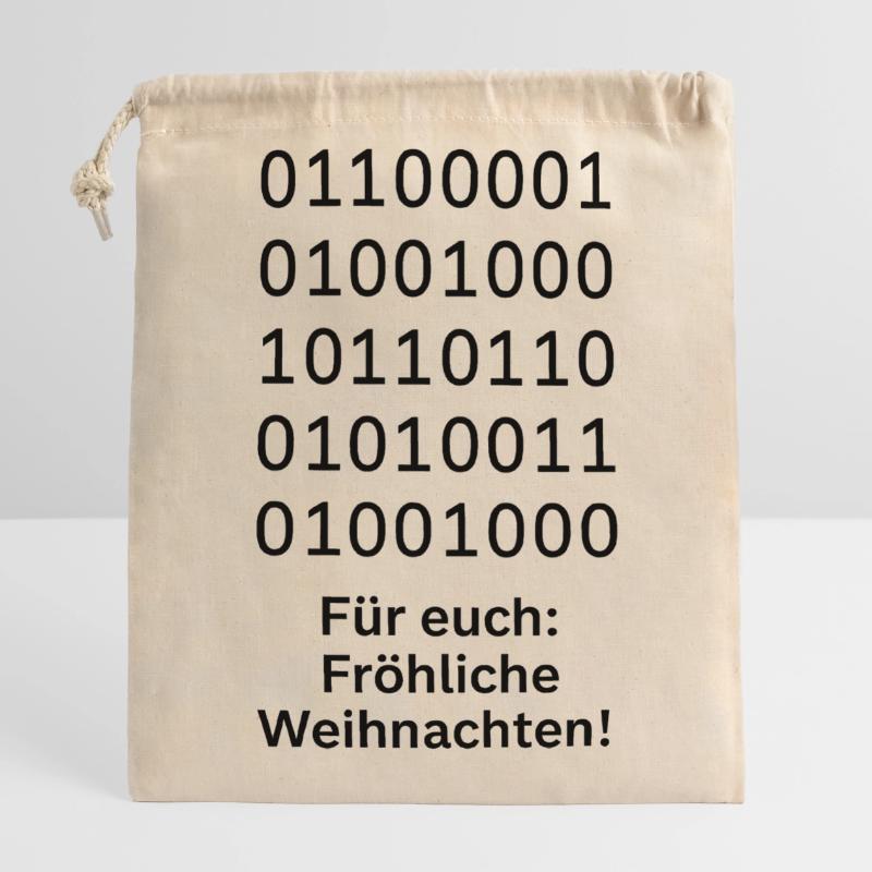 Binary Code Christmas Magic Closable cotton gift bag (14x20cm)
