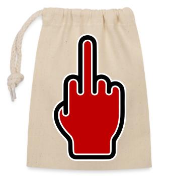 Middle finger icon - Closable cotton gift bag (14x20cm) - nature - Front