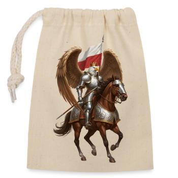 Polish Eagle Winged Hussar Rider - Closable cotton gift bag (14x20cm) - nature - Front