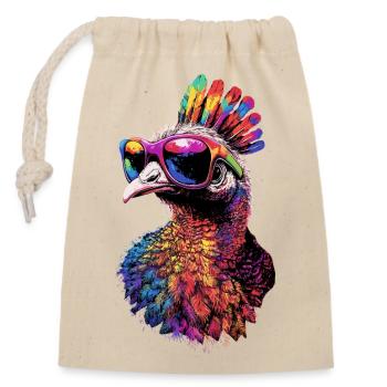Dinde Poules Oiseaux Dinde - Sac cadeau en coton avec cordon (14 x 20 cm) - nature - Devant