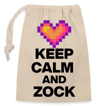 RESTEZ CALME ET JOUEZ ! CADEAU RÉTRO DE L’AMOUR 8 BIT - Sac cadeau en coton avec cordon (14 x 20 cm) - nature - Devant