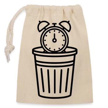 Réveil dans la poubelle - Sac cadeau en coton avec cordon (14 x 20 cm) - nature - Devant