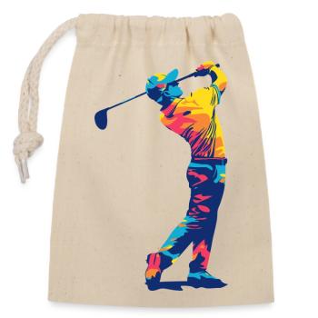 Golfer im Schwung - Verschließbarer Geschenkbeutel aus Baumwolle (14x20cm) - Natur - Vorne