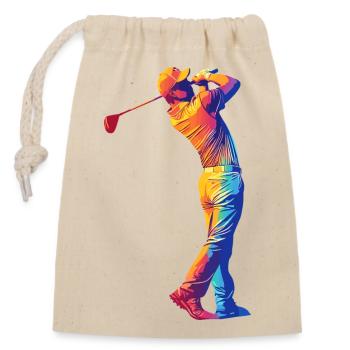 Regenbogen Golfer Swing - Verschließbarer Geschenkbeutel aus Baumwolle (14x20cm) - Natur - Vorne