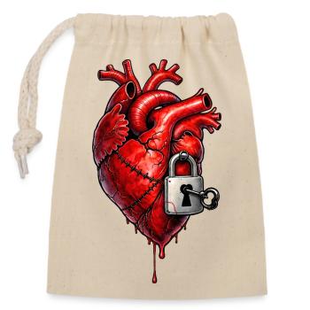Outgoing Scar Heart - Closable cotton gift bag (14x20cm) - nature - Front
