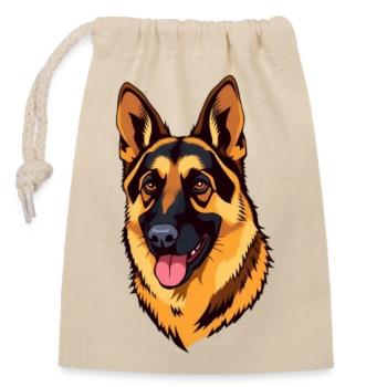 Chien de berger - Sac cadeau en coton avec cordon (14 x 20 cm) - nature - Devant