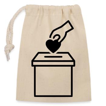 Ballot Box Heart Donation Outline - Closable cotton gift bag (14x20cm) - nature - Front