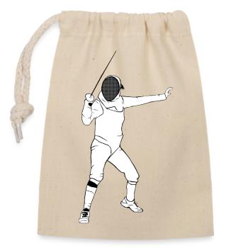 Fencing - Fechten - Fechter - Fechtkampf - Verschließbarer Geschenkbeutel aus Baumwolle (14x20cm) - Natur - Vorne