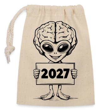 Alien with a brain - Closable cotton gift bag (14x20cm) - nature - Front