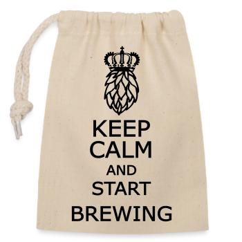 Keep calm and start brewing  - Closable cotton gift bag (14x20cm) - nature - Front