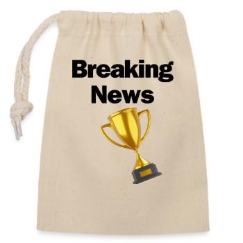Breaking News - Closable cotton gift bag (14x20cm) - nature - Front