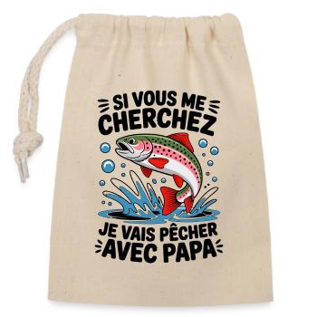Je vais à la pêche avec papa - truite sautante - Sac cadeau en coton avec cordon (14 x 20 cm) - nature - Devant