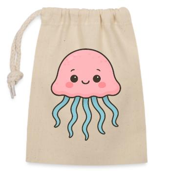 Illustration de méduse mignonne - Sac cadeau en coton avec cordon (14 x 20 cm) - nature - Devant