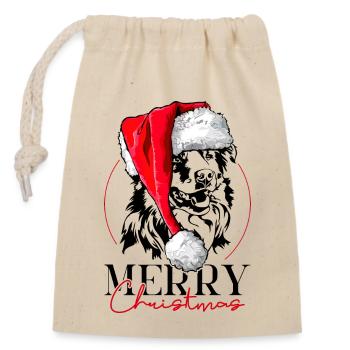 Père Noël berger australien joyeux Noël Wilsigns - Sac cadeau en coton avec cordon (14 x 20 cm) - nature - Devant