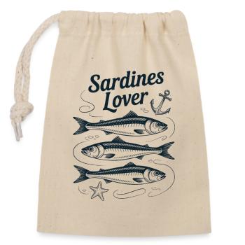 Love Sardines Fish Sea - Closable cotton gift bag (14x20cm) - nature - Front