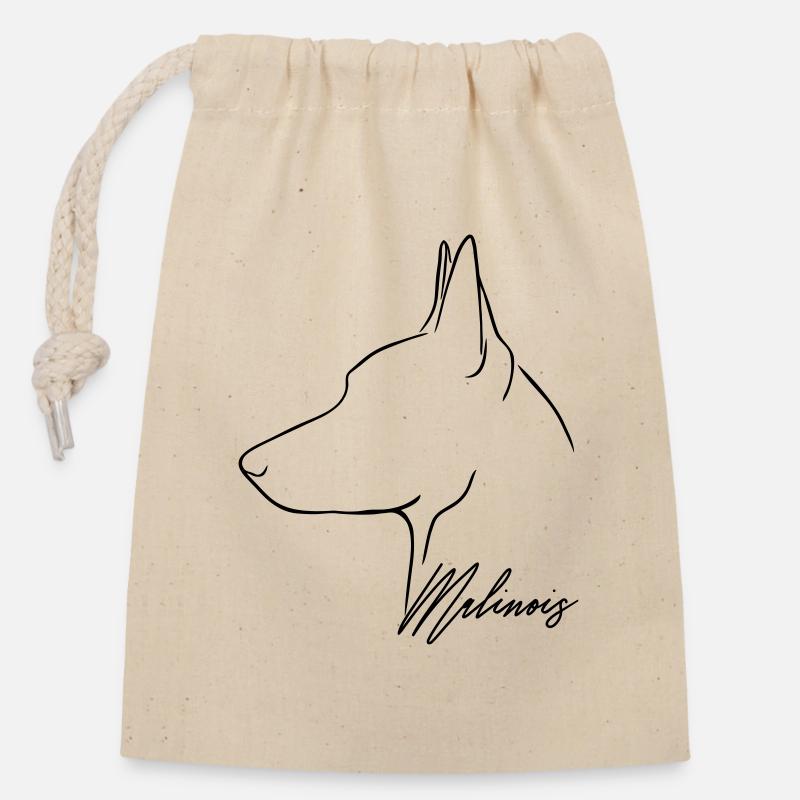 Belgian MALINOIS Chien chien Wilsigns - Sac cadeau en coton avec cordon (14 x 20 cm) - nature