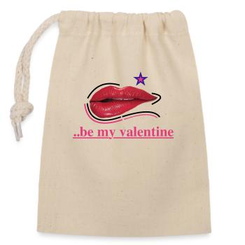 Valentinstag Kuss - Verschließbarer Geschenkbeutel aus Baumwolle (14x20cm) - Natur - Vorne