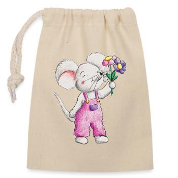 Des fleurs pour vous - Sac cadeau en coton avec cordon (14 x 20 cm) - nature - Devant