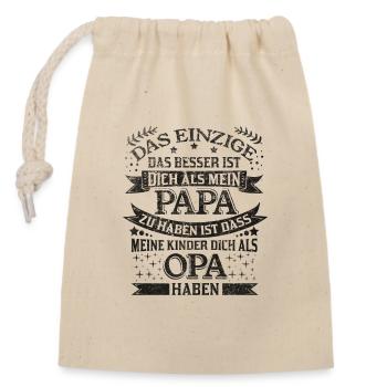 Tolles T-Shirt für Opa und Großvater mit Stolz - Verschließbarer Geschenkbeutel aus Baumwolle (14x20cm) - Natur - Vorne