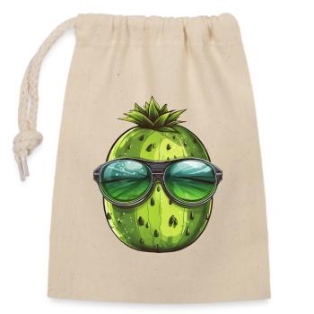 Cool watermelon - design with sunglasses - Closable cotton gift bag (14x20cm) - nature - Front