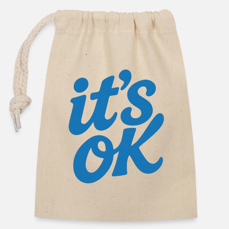C’est correct pour le lettrage style de rue - Sac cadeau en coton avec cordon (14 x 20 cm) - nature