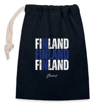 Drapeau de la Finlande, fierté finlandaise - Sac cadeau en coton avec cordon (14 x 20 cm) - bleu marine - Devant