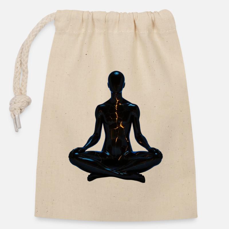 Meditations Design - Verschließbarer Geschenkbeutel aus Baumwolle (14x20cm) - Natur