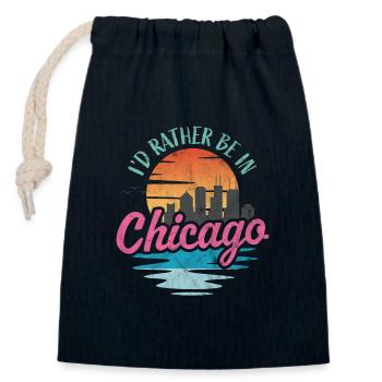 Ich wäre lieber in Chicago - Verschließbarer Geschenkbeutel aus Baumwolle (14x20cm) - Navy - Vorne