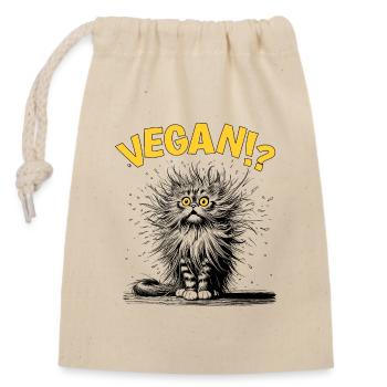 Cat vegan, Comic - Closable cotton gift bag (14x20cm) - nature - Front