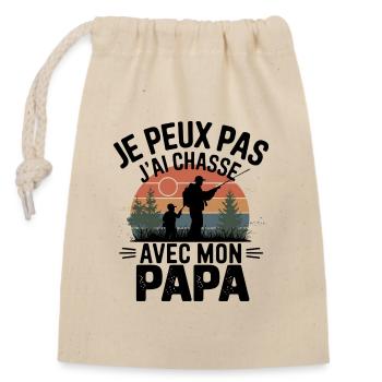 Je peux pas j'ai Chase Avec mon papa - Sac cadeau en coton avec cordon (14 x 20 cm) - nature - Devant