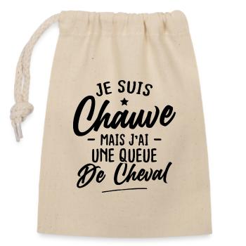 Je suis chauve mais j'ai une queue de cheval - Sac cadeau en coton avec cordon (14 x 20 cm) - nature - Devant