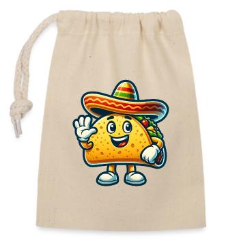 Lustiges Taco tanzendes Taco - Verschließbarer Geschenkbeutel aus Baumwolle (14x20cm) - Natur - Vorne