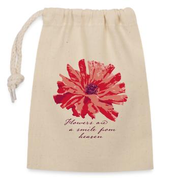 Flowers are a smile from heaven - Verschließbarer Geschenkbeutel aus Baumwolle (14x20cm) - Natur - Vorne
