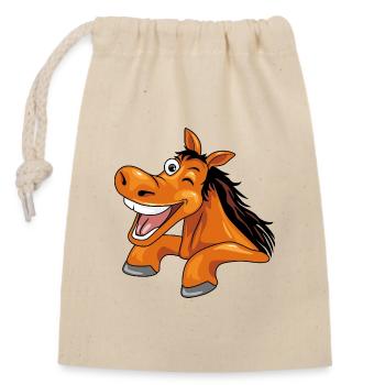 Drôle de coup d’œil cheval rieur - Sac cadeau en coton avec cordon (14 x 20 cm) - nature - Devant
