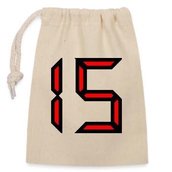 15. 15 ANS. 15e ANNIVERSAIRE. ANNIVERSAIRE 15 ANS. - Sac cadeau en coton avec cordon (14 x 20 cm) - nature - Devant
