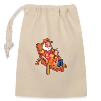 Weihnachstman im Sommerurlaub - Verschließbarer Geschenkbeutel aus Baumwolle (14x20cm) - Natur - Vorne